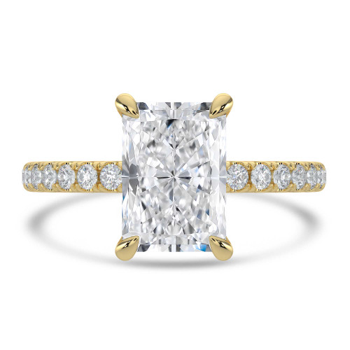 Radiant Lab Created Diamond Solitaire with Accents Engagement Ring in Yellow Gold (MVSLG1652-Y)
