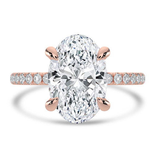 Oval Lab Created Diamond Solitaire with Accents Engagement Ring in Rose Gold (MVSLG1663-R)