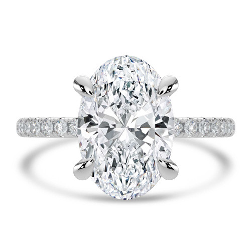 Oval Lab Created Diamond Solitaire with Accents Engagement Ring in White Gold (MVSLG1663-W)