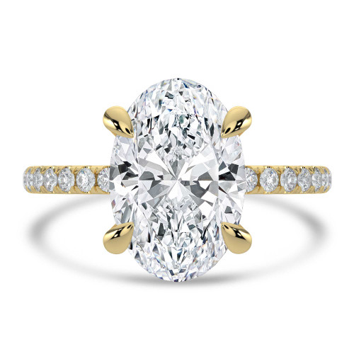 Oval Lab Created Diamond Solitaire with Accents Engagement Ring in Yellow Gold (MVSLG1663-Y)