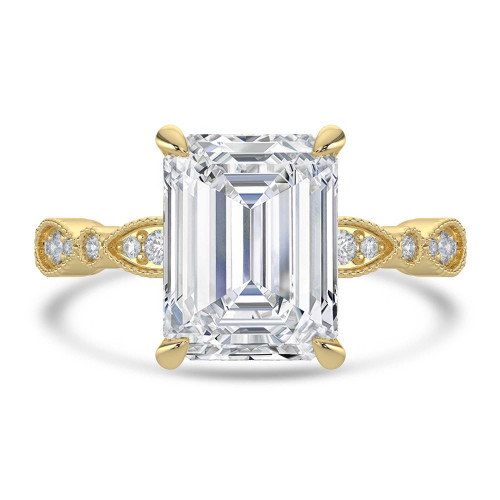Emerald Lab Created Diamond Vintage Solitaire with Accents Engagement Ring in Yellow Gold (MVSLG1672-Y)
