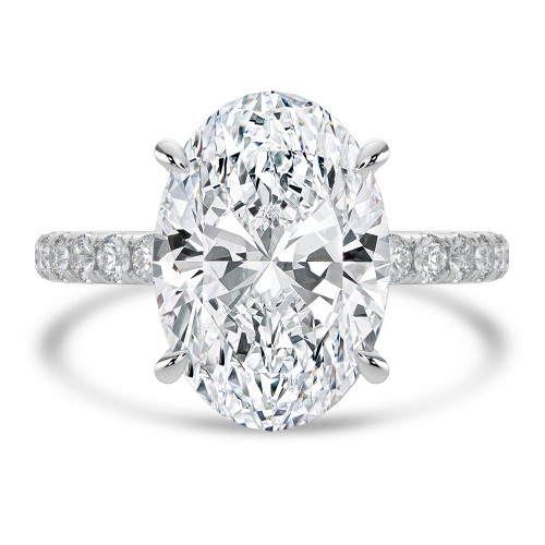 Oval Lab Created Diamond Hidden Halo Solitaire with Accents Engagement Ring in White Gold (MVSLG1710-W)