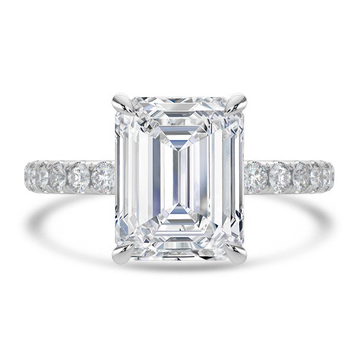 Emerald Lab Created Diamond Hidden Halo Solitaire with Accents Engagement Ring in White Gold (MVSLG1711-W)