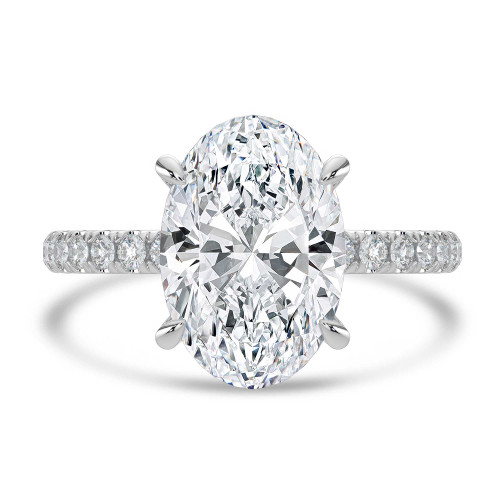 Oval Lab Created Diamond Hidden Halo Solitaire with Accents Engagement Ring in White Gold (MVSLG1713-W)
