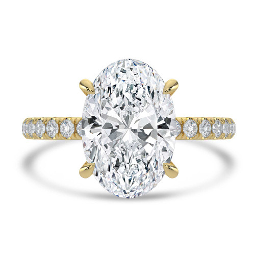Oval Lab Created Diamond Hidden Halo Solitaire with Accents Engagement Ring in Yellow Gold (MVSLG1713-Y)