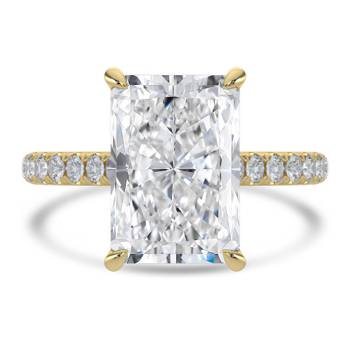 Radiant Lab Created Diamond Cathedral Hidden Halo Solitaire with Accents Engagement Ring in Yellow Gold (MVSLG1714-Y)