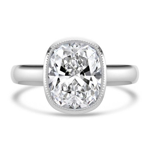 Cushion Lab Created Diamond Vintage Bezel Set Solitaire Engagement Ring in White Gold (MVSLG1717-W)