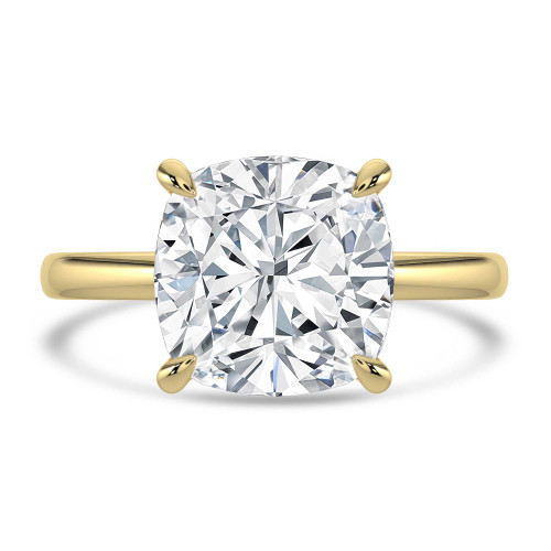 Cushion Lab Created Diamond Solitaire Engagement Ring in Yellow Gold (MVSLG1718-Y)