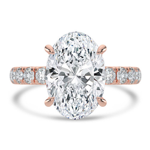 Oval Lab Created Diamond Solitaire with Accents Engagement Ring in Rose Gold (MVSLG1720-R)