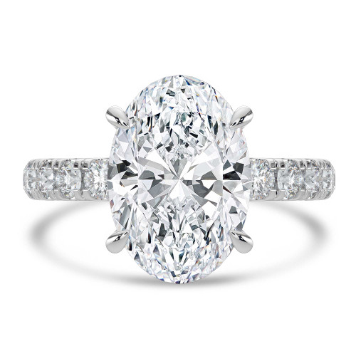 Oval Lab Created Diamond Solitaire with Accents Engagement Ring in White Gold (MVSLG1720-W)