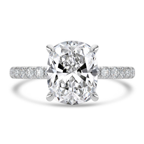 Cushion Lab Created Diamond Solitaire with Accents Engagement Ring in White Gold (MVSLG1721-W)