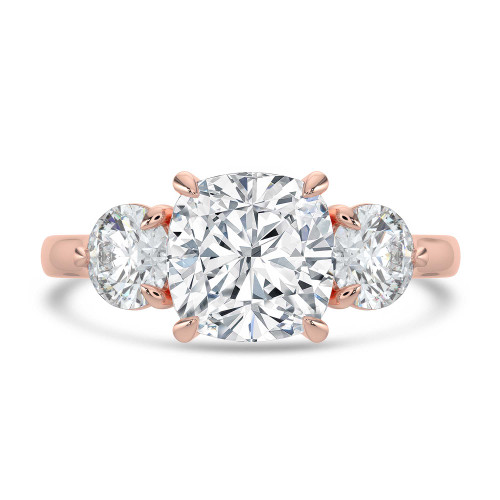 Cushion Lab Created Diamond Cathedral Three-Stone Engagement Ring in Rose Gold (MVSX1041-R)