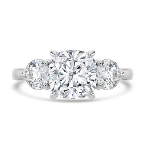 Cushion Lab Created Diamond Cathedral Three-Stone Engagement Ring in White Gold (MVSX1041-W)