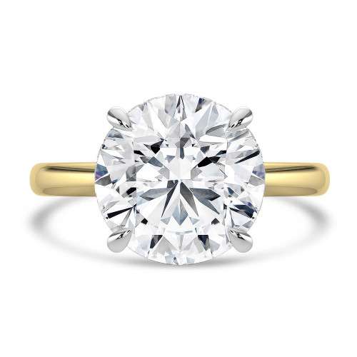 Round Lab Created Diamond Hidden Halo Solitaire with Accents Engagement Ring in Yellow Gold & White Gold (MVSLG1702-Y)