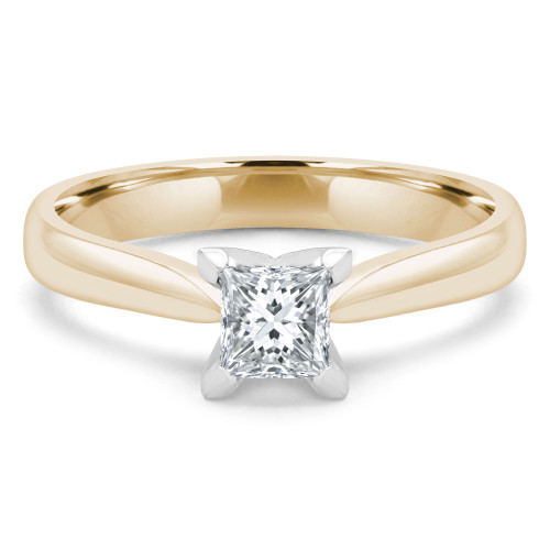 Princess Lab Created Diamond Solitaire Engagement Ring in Yellow Gold (MVSS1013-Y)