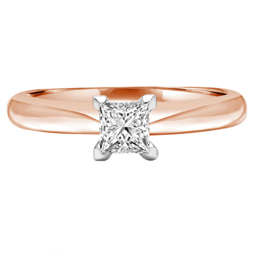 Princess Lab Created Diamond V Prong Solitaire Engagement Ring in Rose Gold (MVSS1017-R)