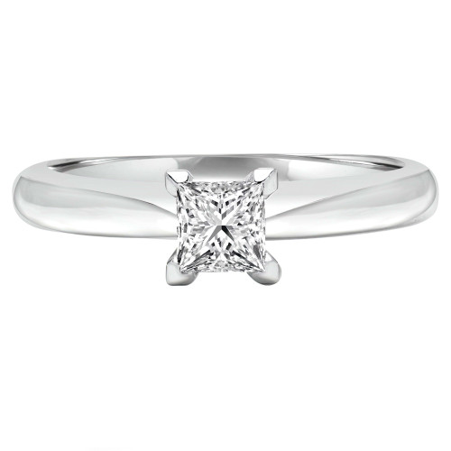Princess Lab Created Diamond V Prong Solitaire Engagement Ring in White Gold (MVSS1017-W)