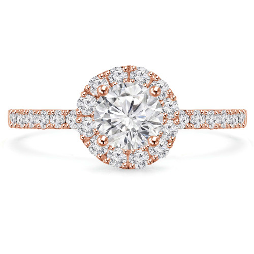 Round Lab Created Diamond High Set Round Halo Engagement Ring in Rose Gold (MVSS1036-R)