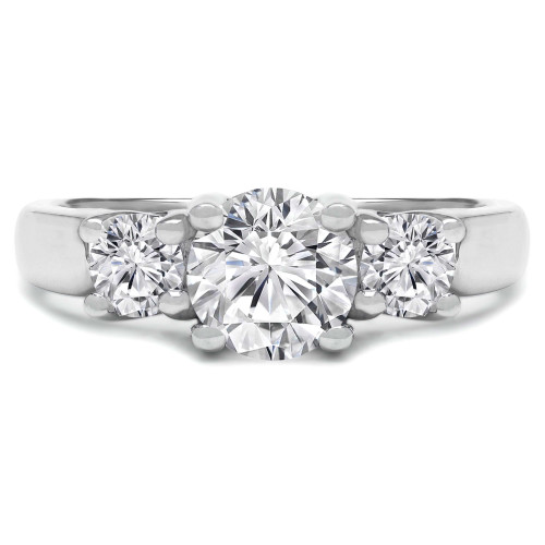Round Lab Created Diamond Three-Stone Engagement Ring in White Gold (MVSX1001-W)