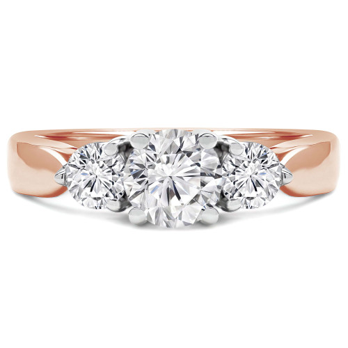 Round Lab Created Diamond Three-Stone Engagement Ring in Rose Gold (MVSX1002-R)