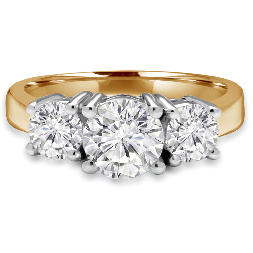 Round Lab Created Diamond Three-Stone Engagement Ring in Yellow Gold (MVSX1003-Y)