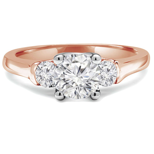 Round Lab Created Diamond Three-Stone Engagement Ring in Rose Gold (MVSX1004-R)