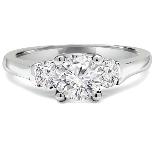 Round Lab Created Diamond Three-Stone Engagement Ring in White Gold (MVSX1004-W)