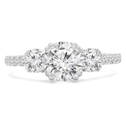 Round Lab Created Diamond Three-Stone Engagement Ring in White Gold with Accents (MVSX1022-W)