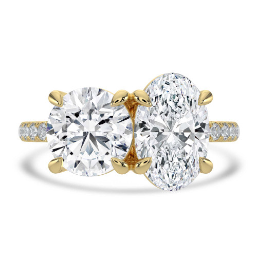 Round Lab Created Diamond with Accents Toi et Moi Engagement Ring in Yellow Gold (MVSX1028-Y)