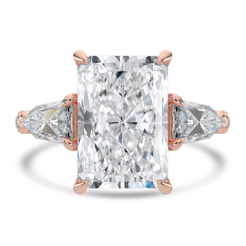 Radiant Lab Created Diamond Three-stone with Accents Three-Stone Engagement Ring in Rose Gold (MVSX1045-R)