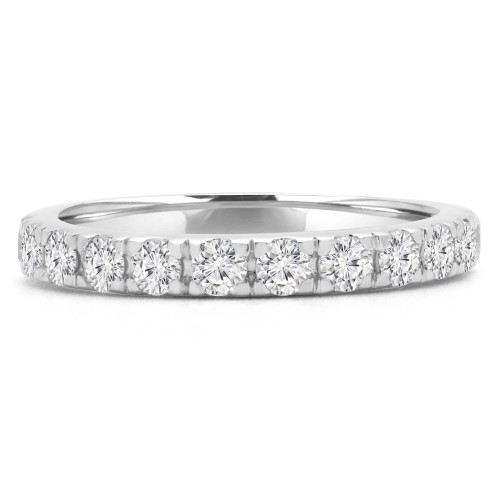 Round Lab Created Diamond Semi-Eternity Wedding Band Ring in White Gold (MVSXB1039-W)