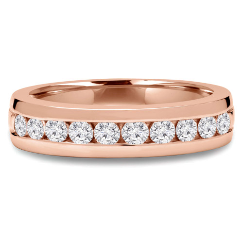 Round Lab Created Diamond Channel Set Semi-Eternity Wedding Band Ring in Rose Gold (MVSXB1041-R)