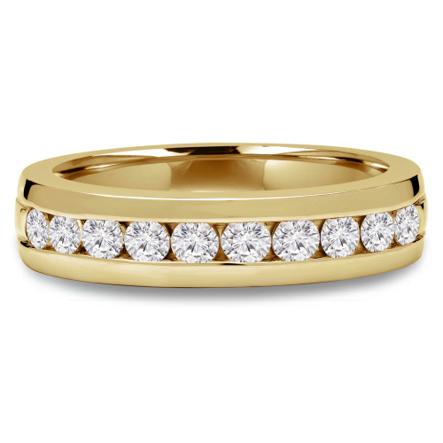 Round Lab Created Diamond Channel Set Semi-Eternity Wedding Band Ring in Yellow Gold (MVSXB1041-Y)