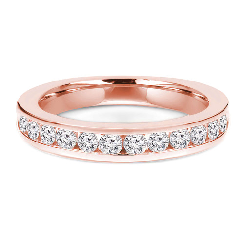 Round Lab Created Diamond Channel Set Semi-Eternity Wedding Band Ring in Rose Gold (MVSXB1081-R)