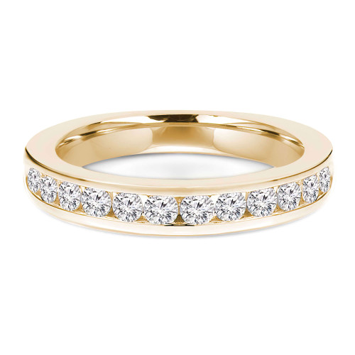 Round Lab Created Diamond Channel Set Semi-Eternity Wedding Band Ring in Yellow Gold (MVSXB1081-Y)