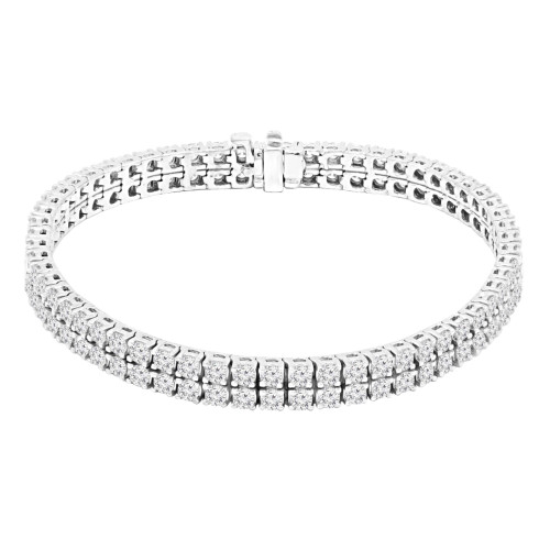 7 1/4 CTW Round Lab Created Diamond  Two-row Tennis Bracelet in 14K White Gold (MD260068)