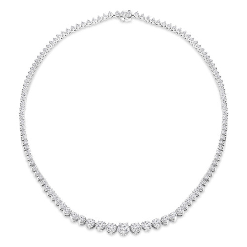 10 1/6 CTW Round Diamond Graduated Tennis Necklace in 14K White Gold (MD230244)