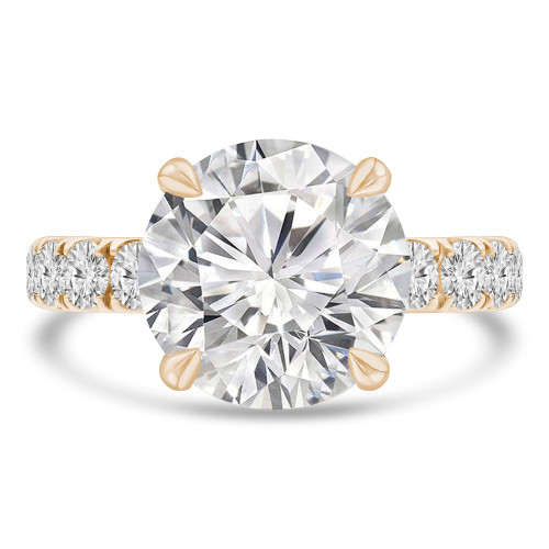 6 1/10 CTW Round Lab Created Diamond  Hidden Halo Solitaire with Accents Engagement Ring in 14K Yellow Gold (MD260074)