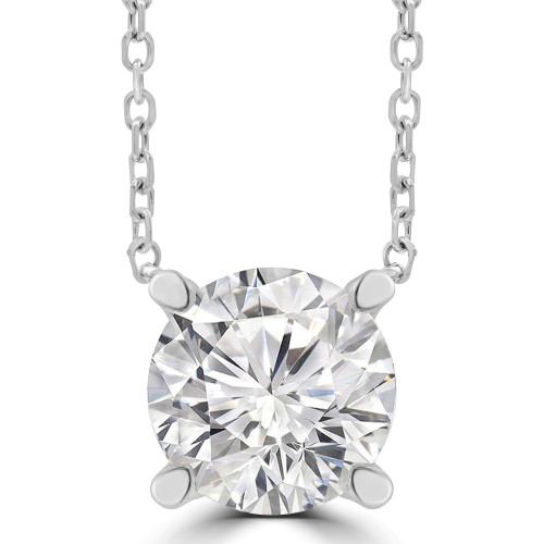 2 CTW Round Lab Created Diamond  Solitaire Necklace in 14K White Gold (MD260086)