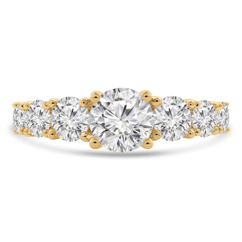2 3/5 CTW Round Lab Created Diamond Seven-stone Solitaire with Accents Engagement Ring in 14K Yellow Gold (MDR260043)