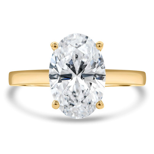 3 1/20 CT Oval Lab Created Diamond Solitaire Engagement Ring in 14K Yellow Gold (MDR260047)