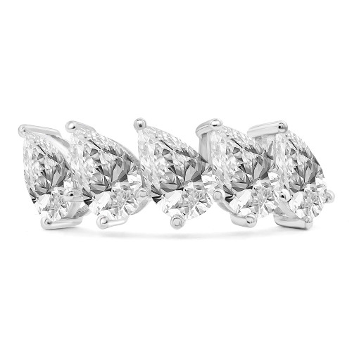 2 2/5 CTW Pear Lab Created Diamond Shared-Prong Five-Stone Anniversary Wedding Band Ring in 14K White Gold (MDR260054)