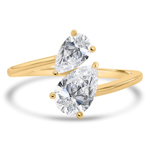 1 1/3 CTW Pear Lab Created Diamond Duo Pear Toi et Moi Engagement Ring in 14K Yellow Gold (MDR260055)