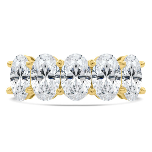 2 7/8 CTW Oval Lab Created Diamond Shared-Prong Five-Stone Anniversary Wedding Band Ring in 14K Yellow Gold (MDR260056)