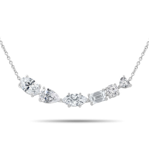 2 1/7 CTW Multi-Shaped Lab Created Diamond 6 Shaped Necklace in 14K White Gold with Jump Loops (MDR260065)