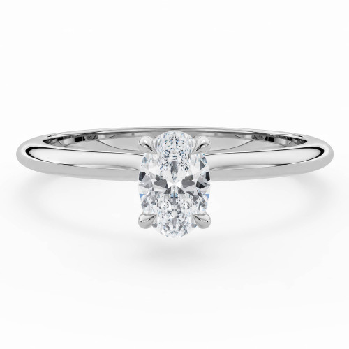 3/5 CT Oval Lab Created Diamond  Solitaire Engagement Ring in 14K White Gold (MD260095)