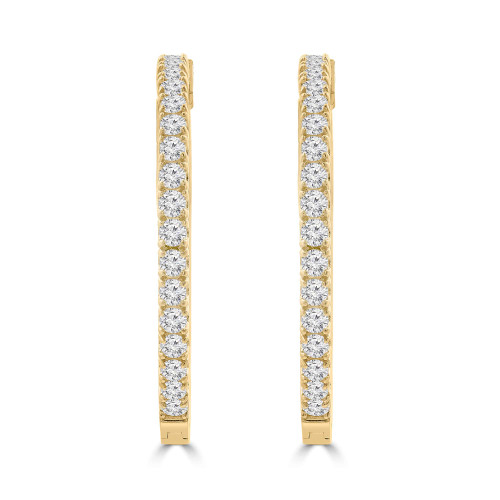 1 1/3 CTW Round Lab Created Diamond  1" Outside Hoop Earrings in 14K Yellow Gold (MD260106)