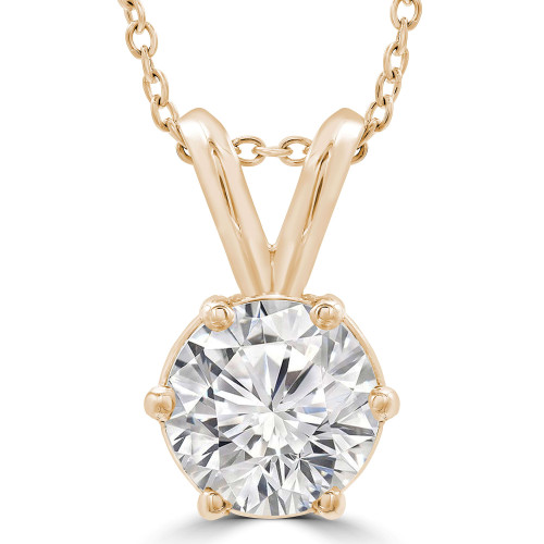 Round Lab Created Diamond 6-Prong Solitaire Pendant in 14K Yellow Gold (MVSP2002-Y)
