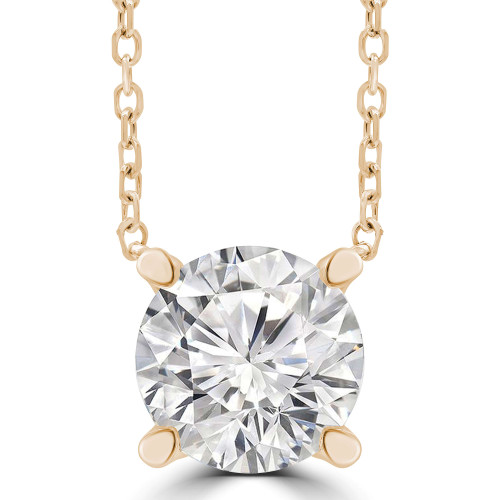 Round Lab Created Diamond Solitaire Necklace Pendant in 14K Yellow Gold (MVSN2002-Y)