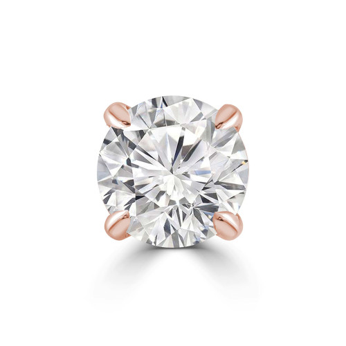 Solitaire Round Diamond 4-Prong Single Mens Stud Earring in 14K Rose Gold with Screwback (MVSE1008-R)